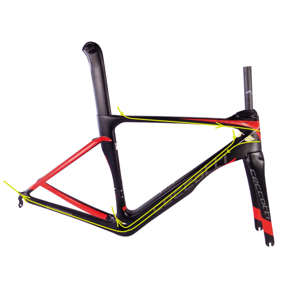 Flash Deal CECCOTTI carbon Bicycle road frame Di2 Mechanical racing bike carbon road frame 2018 road bike frame+fork+seatpost+headset+clamp 7