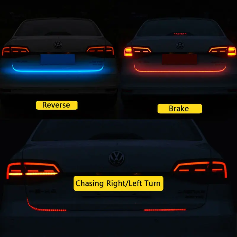 Flexible Tailgate LED Strip Light Bar Reverse Brake Turn Signal Tail For Ford Dodge Ram Chevy Chevrolet Backup Reverse Brake Tail Turn Signal Light 5-Function Red White For Truck SUV Pickup (2)