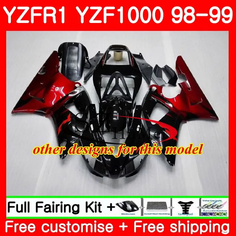 Красный черный корпус для YAMAHA YZF-1000 YZF 1000 R 1 YZF-R1 98 99 кузов 71SH22 YZF1000 YZFR1 98 99 YZF R1 1998 1999 комплект обтекателей