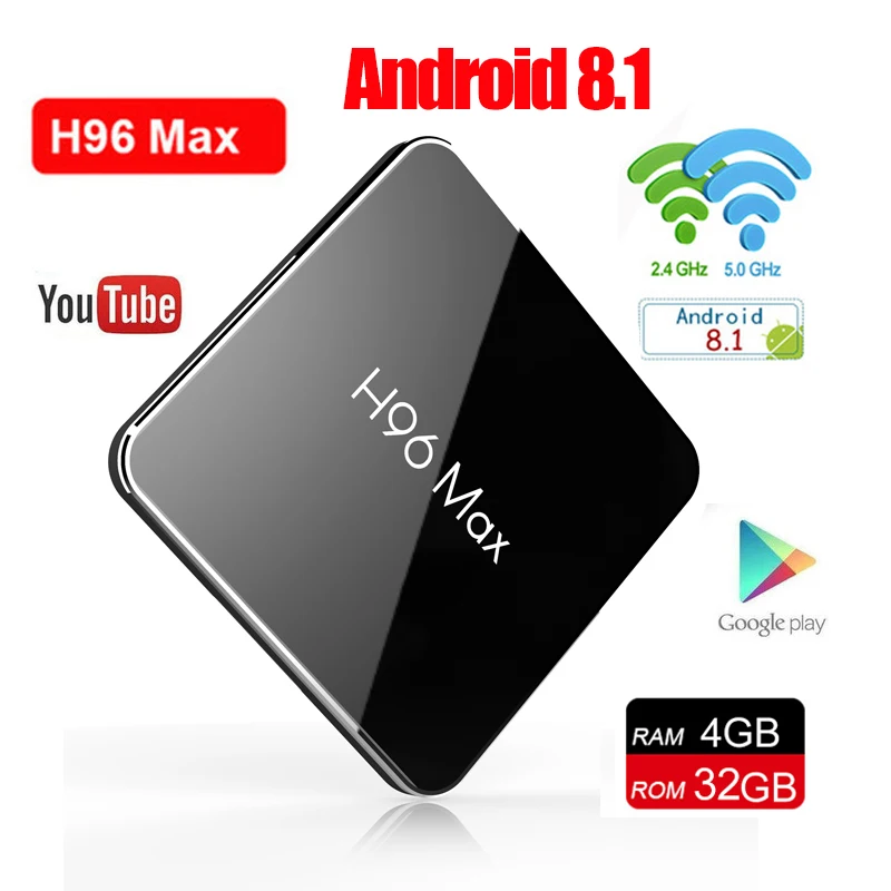 

H96 MAX X2 Android 8.1 smart TV Box 4GB RAM 32GB ROM Set Top Box Amlogic S905X2 2.4GHz/5GHz Wifi 4K H.265 2GB 16GB Media Player