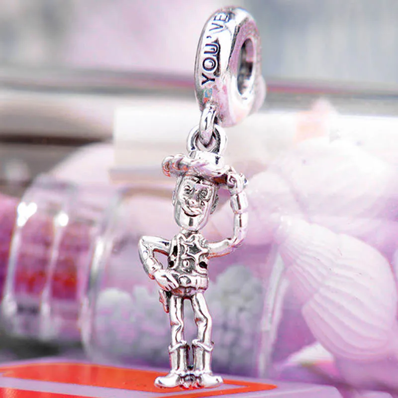 

New 925 Sterling Silver Charm Vintage Cute Pixar Toy Story Woody Pendant Beads Fit Pandora Bracelet Bangle Diy Jewelry
