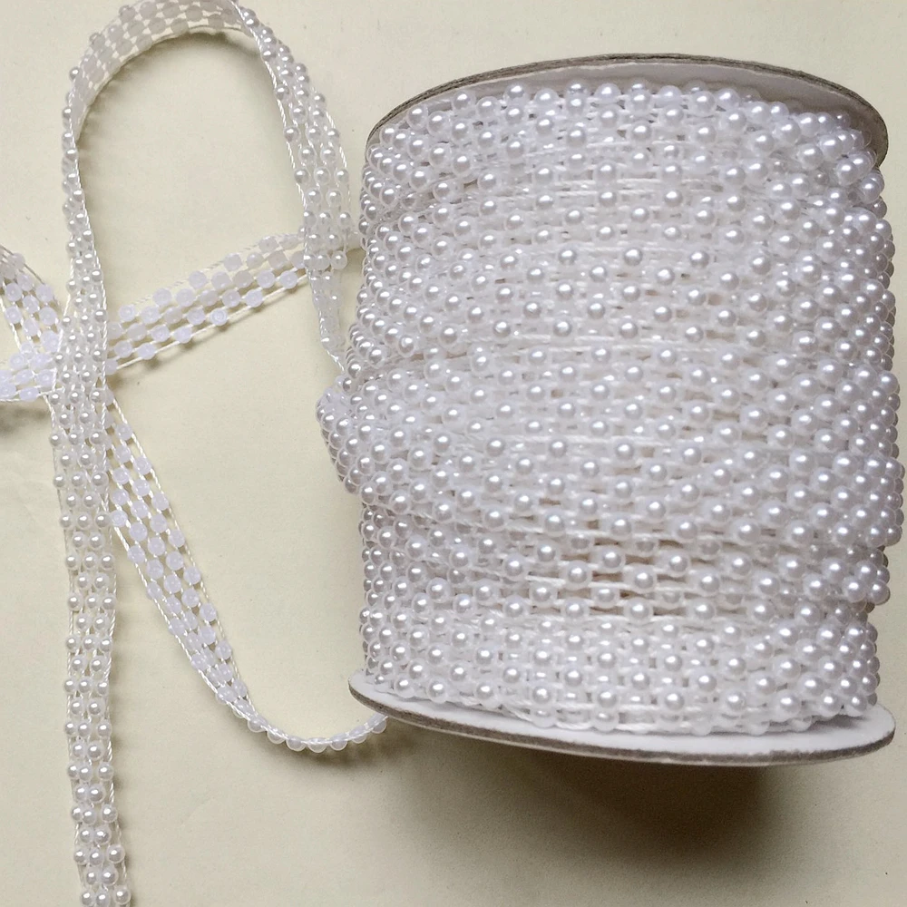 

1 Meter Craft ABS White Half Round Shape Flatback Imitation Pearl Beads Chain For DIY Decoration
