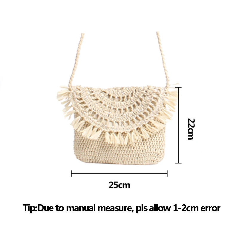 New Women Beach Tassel Straw Bags INS Popular Summer Female Handbag Fashion Lady Woven Shoulder Bag Casual Knit Crossbody SS3286 (10)