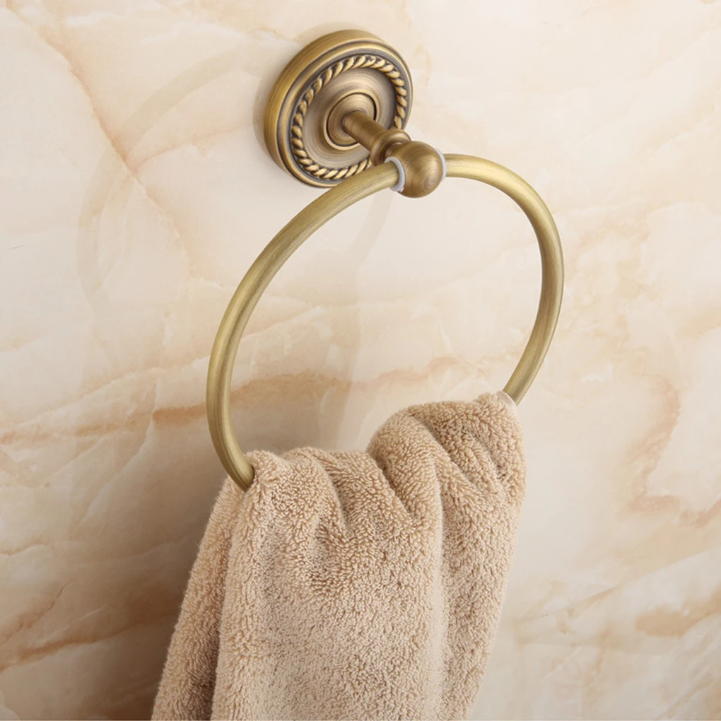 

Round Copper Towel Ring Bathroom Wall Mounted Hanging Towel Storage Rack Holder