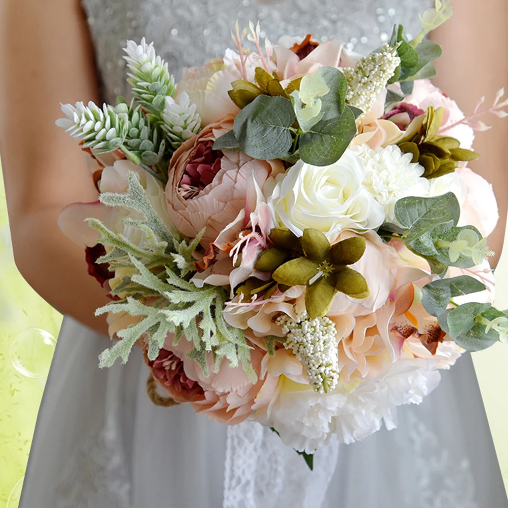 

Bridesmaid Bouquet Plastic Wedding Bouquet Bridal Bouquet Artificial Flowers for Wedding Party