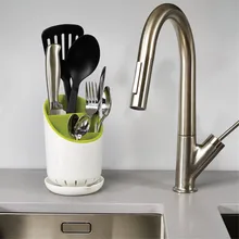 Ustensiles de cuisine spatule Porte-outil de L’outil De Stockage Boîte De Rangement Panier barils en plastique couverts trois grille baguettes plateau de Vidange