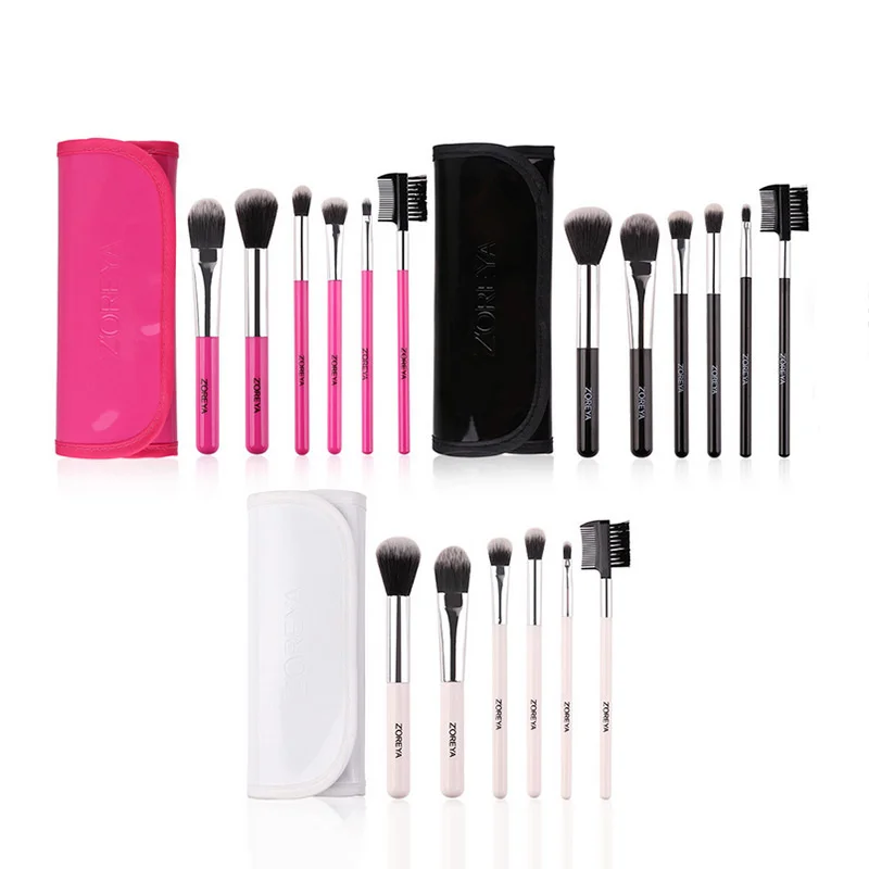 

6 Pcs Makeup Brush Set Eyebrow Comb Powder Foundation Eyeshadow Blending Lip Brush Makeup Brushes with Makeup Brush Bag