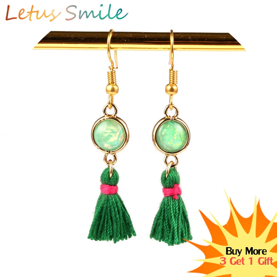 

New Bohemian Tassel Earings Fashion Long Drop Earrings Women Colorful Boho Round Resin Earring Handmade Ear Jewelry Dropshipping