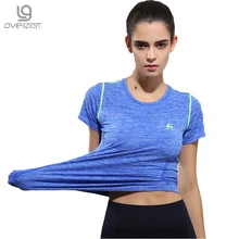 Ovesport быстросохнущая Спортивная футболка для йоги колготки женские спортивные майки для бега тренировки футболка с короткими рукавами для фитнеса Одежда Топы Женская рубашка
