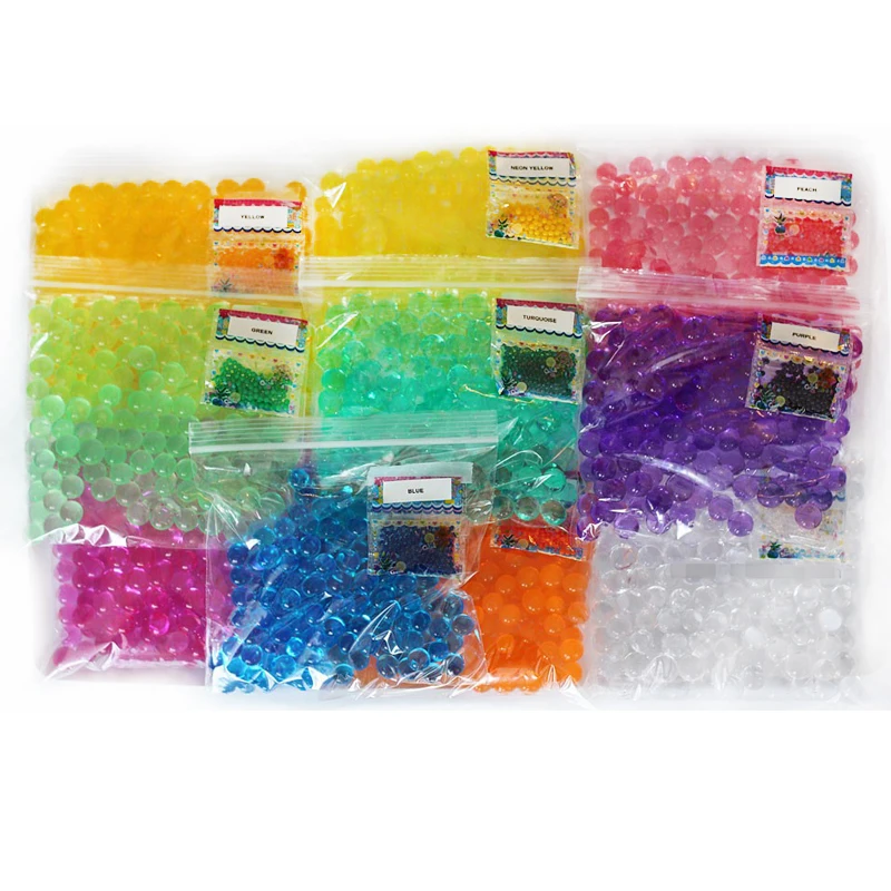 

1000pcs/lot 10 Colors 2.5mm to 3mm Crystal Soil/Crystal Ball/Sea Baby Grow Up 15mm Hydrogel Beads Water Holder For Home Decor
