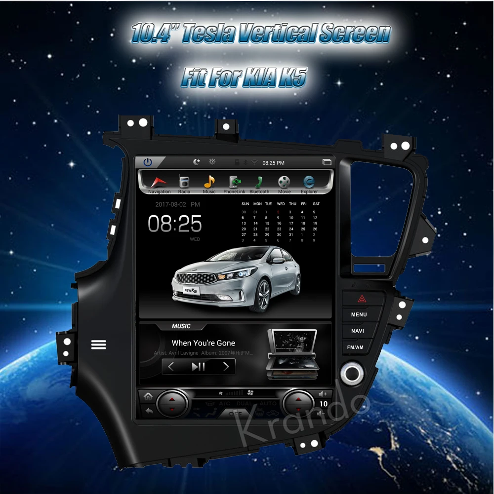 Best Krando Android 7.1 10.4" Tesla Vertical screen car multinedia radio player gps for Kia K5 navigation playstore 0