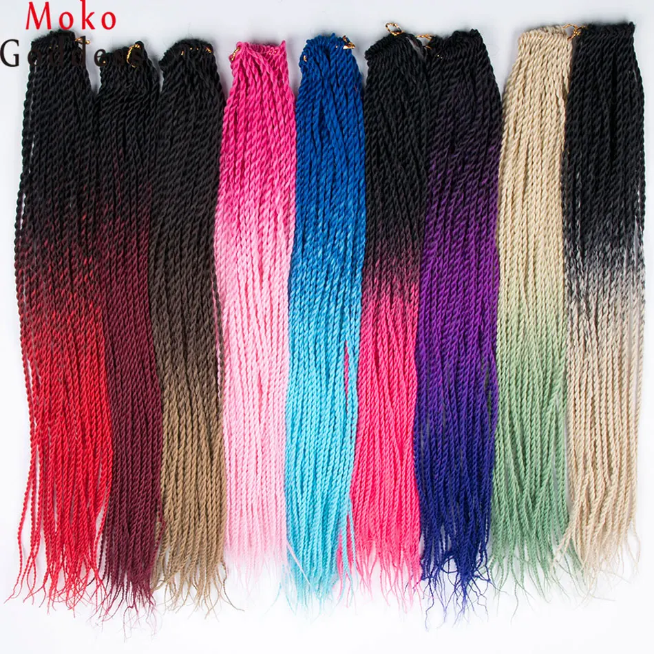 

Mokogoddes 24 Inch 30 Stands/pack Senegalese Twist Crochet Braid Hair Ombre Synthetic Hair Pieces