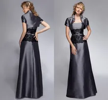Kleider Begrenzte Verkauf Elegante Lange Satin Abendkleid Kleid Jacke 2015 Kurzarm Abend Formale Mit Ärmeln bodenlangen Keine