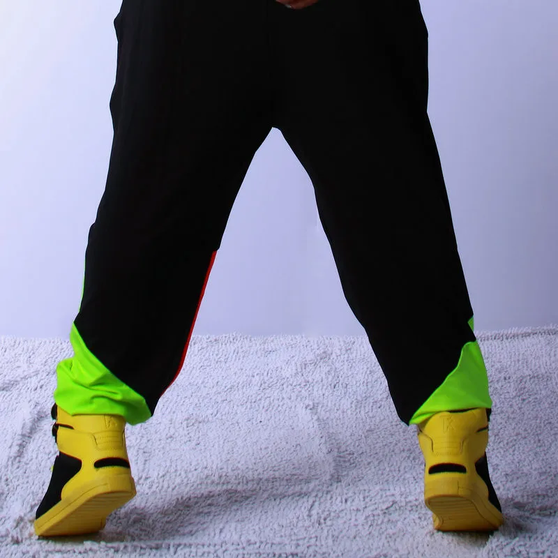 Брендовые весенне-летние спортивные штаны для детей и взрослых; костюмы; Тонкие разноцветные лоскутные брюки в стиле джаз; штаны-шаровары для танцев в стиле хип-хоп