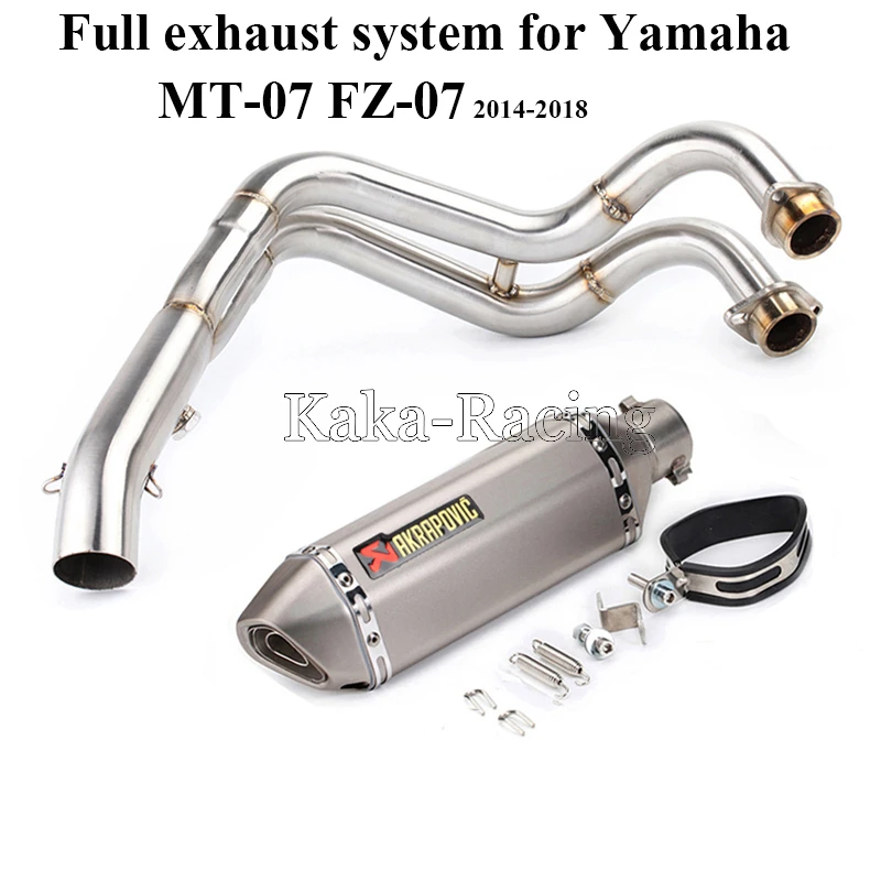 

MT07 Ak Motorcycle Exhaust Muffler Escape moto Full system Slip-On For Yamaha MT-07 FZ-07 Tracer 2014-2018 2019 XSR700 2016 2017