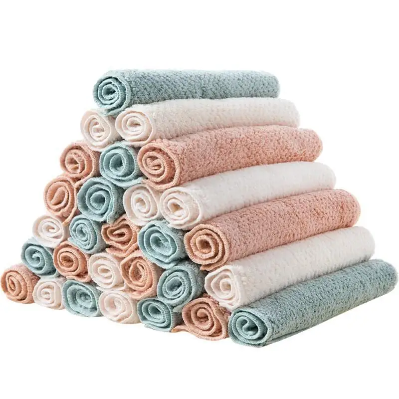 

5Pcs Kitchen Dish Cleaner Cloth Coral fleece Super Absorbent Household Cleaning Towel Multifunctional Cleaning Tools For Kitchen