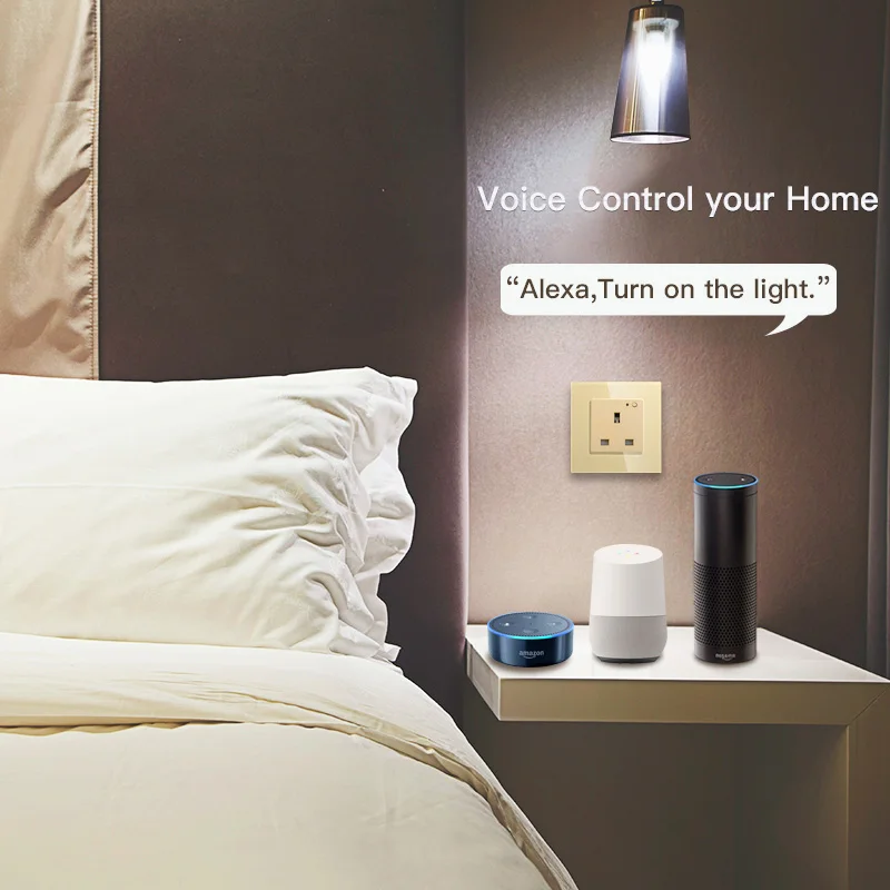 WiFi Smart Wall Socket Outlet Glass Panel Smart Life/Tuya APP Remote Control,Works with Amazon Echo Alexa Google Home EU FR UK