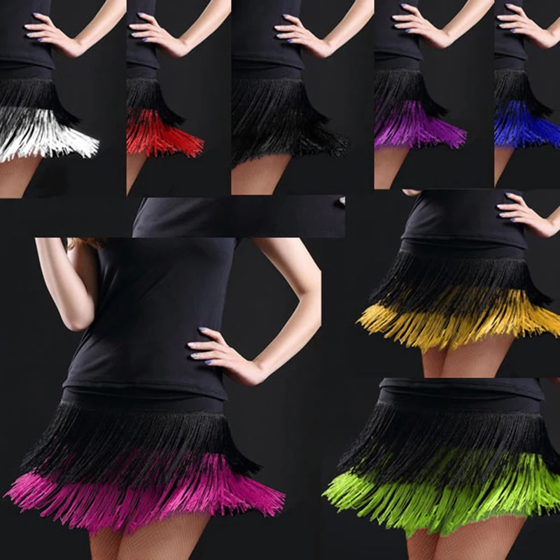 Adult Lady Dance Dance Skirt Skirt Women S Double Tassel Latin Dance Skirt Fringed Skirt Skirt