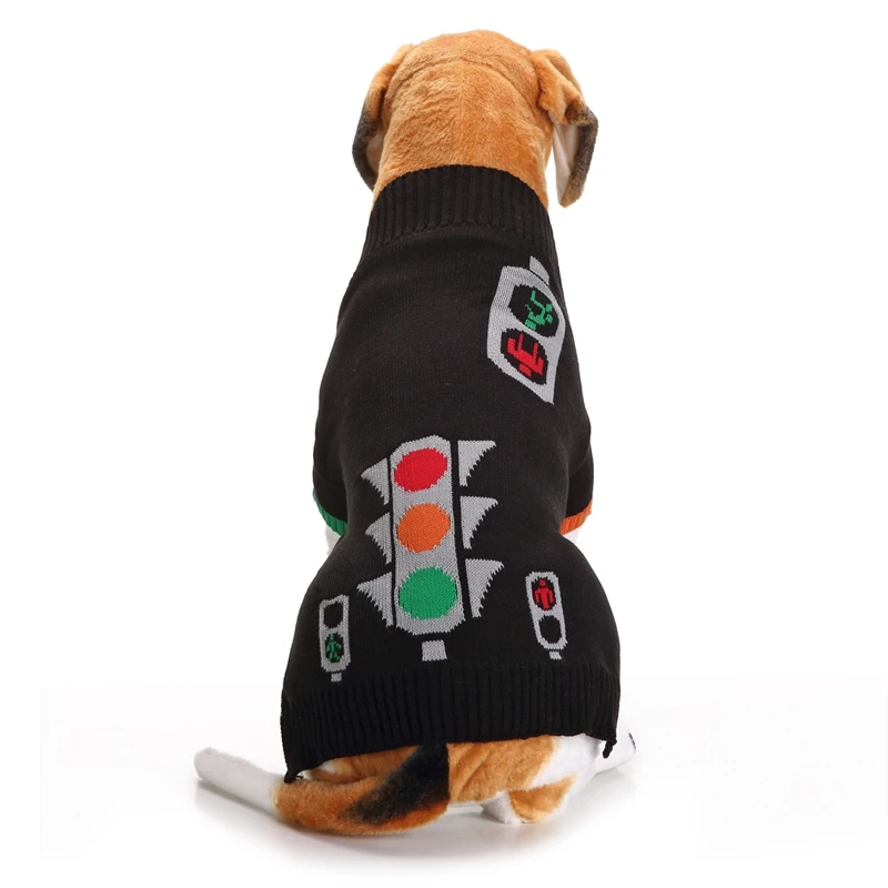 

2017 Autumn and Winter Black Christmas Halloween Traffic Lights Dog Sweater Dog Clothes for Small and Large Pet Dogs