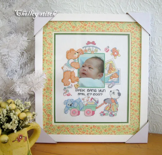 

DIY Craft Stich Cross Stitch Birth Certification Photo Cotton Fabric Needlework Embroidery Crafts Counted Cross-Stitching Kit