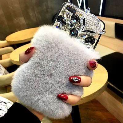 Чехол для iPhone MAX XS XR X 7/8 Plus 6/6s с блестящими стразами и кристаллами лисой кроличьим
