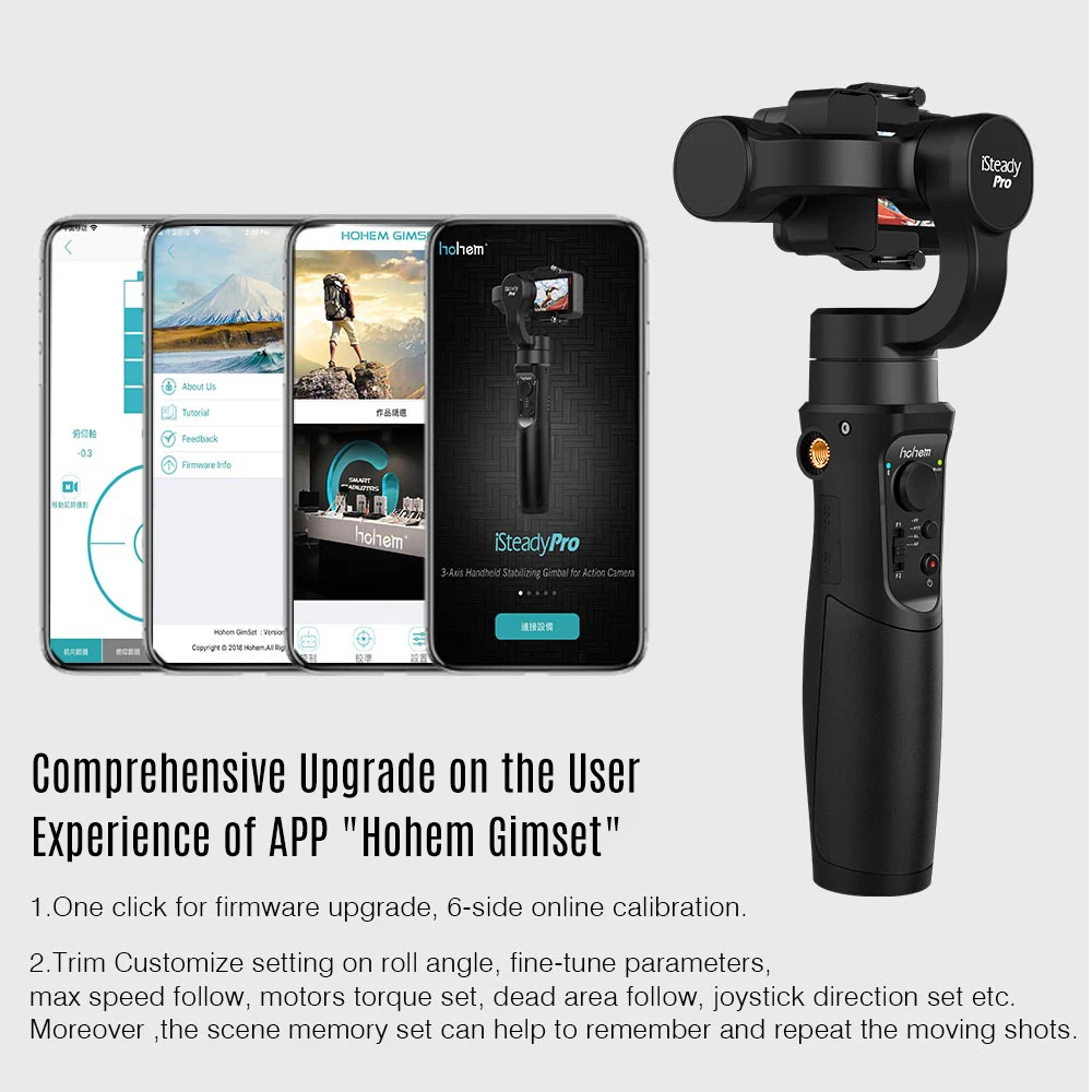 Hohem iSteady Pro 3-осевой ручной стабилизирующий Gimbal с углеродным волокном расширение стержня для экшн-Камеры GoPro Hero 6/5/4/3 для sony RX0 для экшн камеры YI