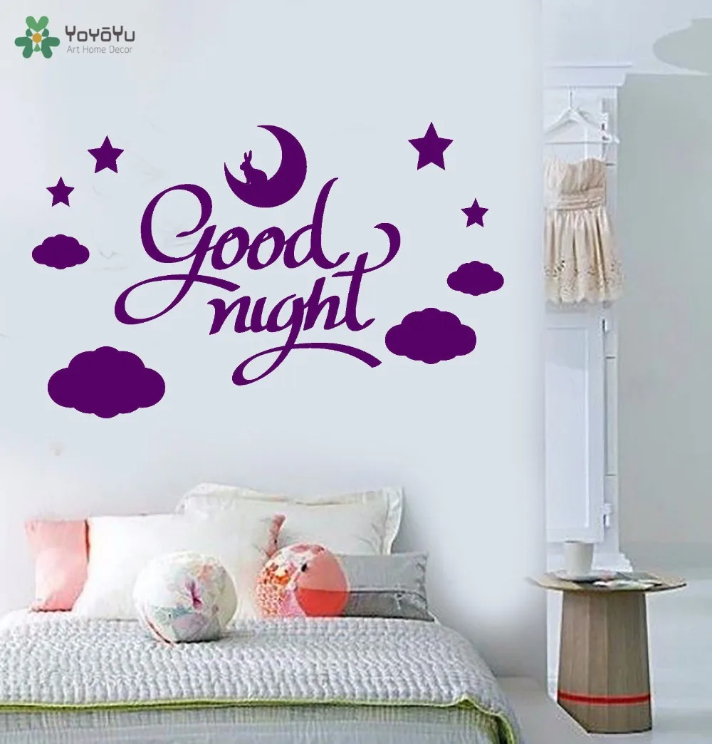 

YOYOYU Wall Decal Rabbit Moon Stars Clound Pattern Wall Stickers Quotes Good Night Kids Rooms Home Decor Removable Design SY980