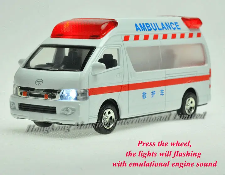 

1:32 Scale Metal Diecast Alloy Ambulance Car Model For TOYOTA Himedic (Hiace) Collection Vehicle Van Model Sound&Light Toys