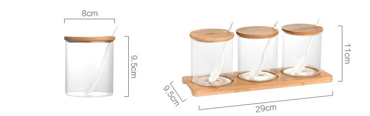 3 шт./компл. Творческий Кухня хранения бутылки Стекло Набор банок для приправ Стекло бутылки сахар соль перец сосуд с деревянной крышкой