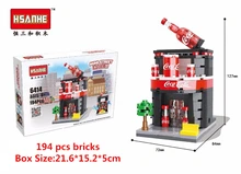 Hsanhe 4 estilos Série Cidade Mini Modelo Loja de Rua com Pizza e Coca-cola St Building Block Brinquedos Compatíveis com Lego