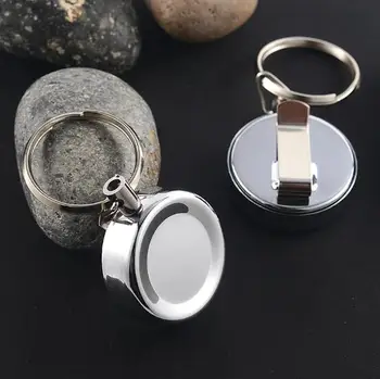 

100pcs/lot Stainless Steel Anti-lost Key Chain Keyrings With 60cm Steel Rope Retractable Recoil Keychain Back Clip Wholesale