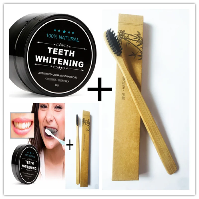

1Set Activated Carbon Teeth Whitening Natural Tooth Powder Organic Charcoal Bamboo Charcoal With Toothbrush Set Easy Use TSLM2