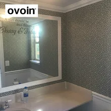 Черный и белый Греческий Ключ Современная Классическая Геометрическая трельяжная настенная бумага металлик текстурированная виниловая ПВХ настенная бумага рулон Моющаяся