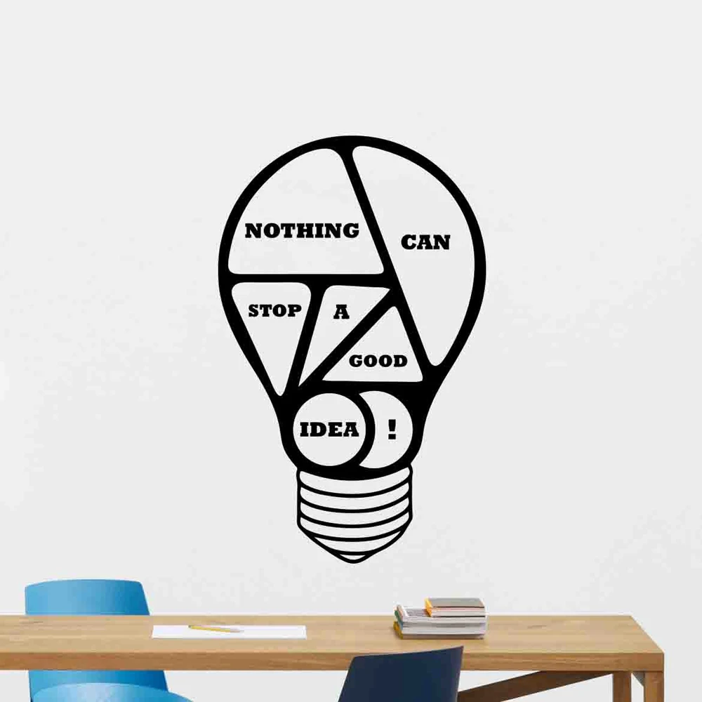 

Office Wall Decal Lightbulb Poster Nothing Can Stop A Good Idea Motivational Quote Gift Vinyl Sticker Business Decor Mural SK39