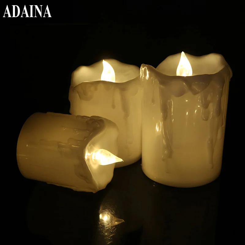 ADAINA 3 шт./компл. светодиодный беспламенные Свечи настоящая Свеча лампа для
