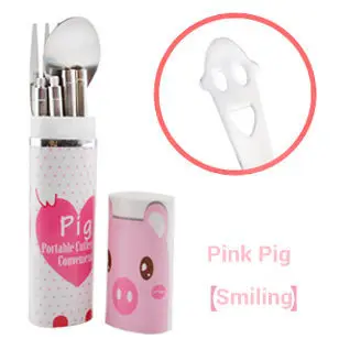 Adults Smile Korean Style Cute Pink Pig Portable S...