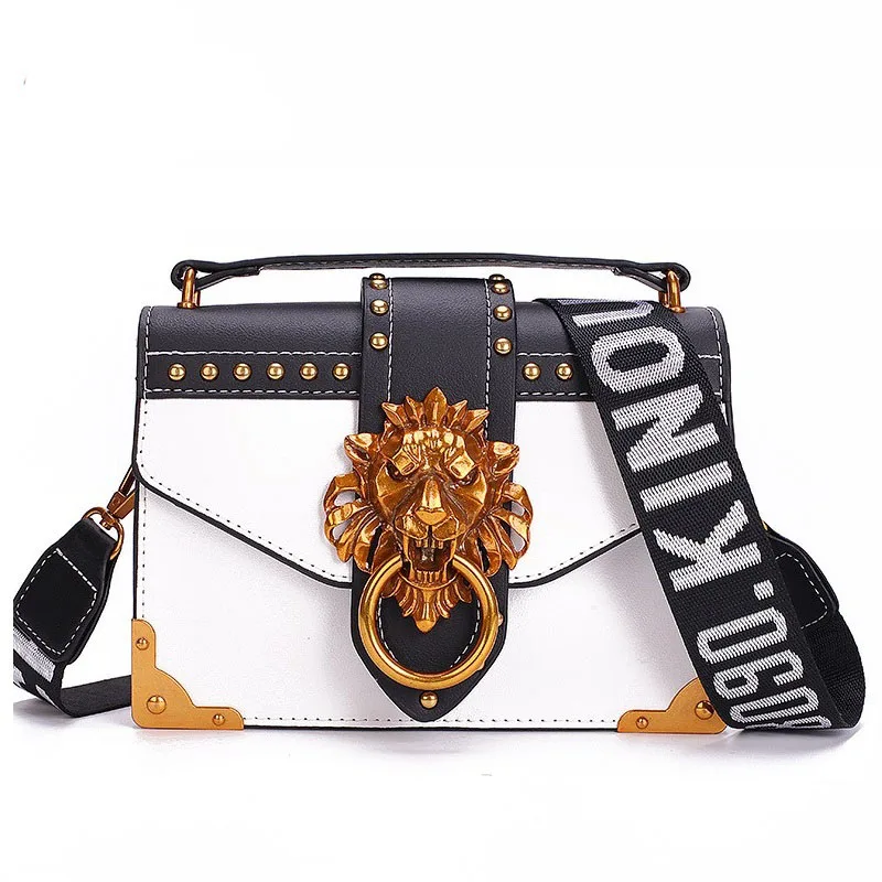 

2019 Fashion Metal Lion Head Mini Small Square Pack Shoulder Bag Crossbody Package Clutch Women Designer Wallet Handbags D47