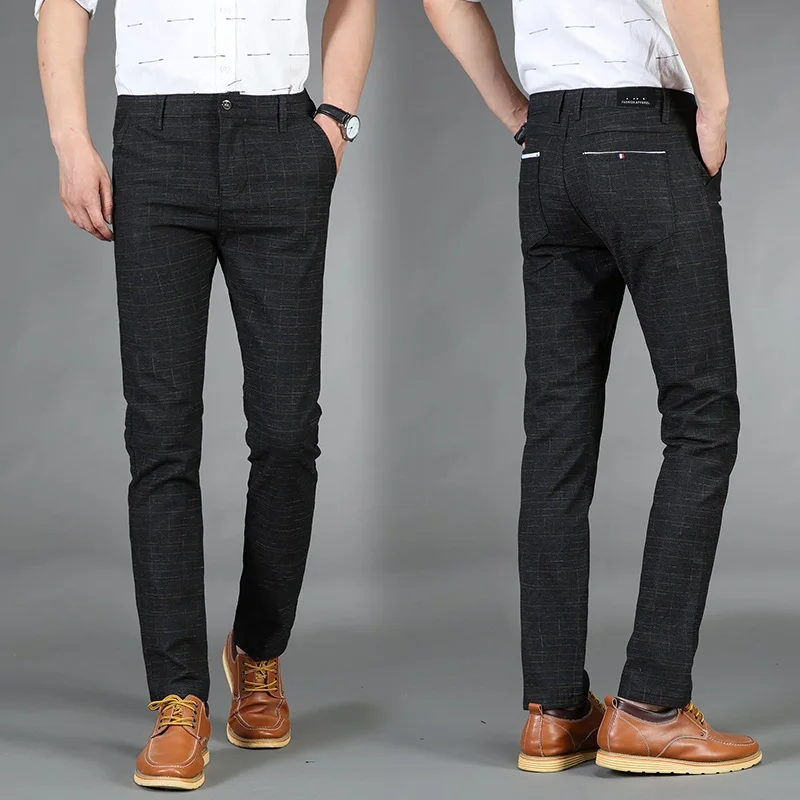 BATMO Новое поступление осенние высококачественные Смарт повседневные мужские брюки-карандаш, обтягивающие брюки для мужчин, мужские облегающие брюки 668 - Цвет: black