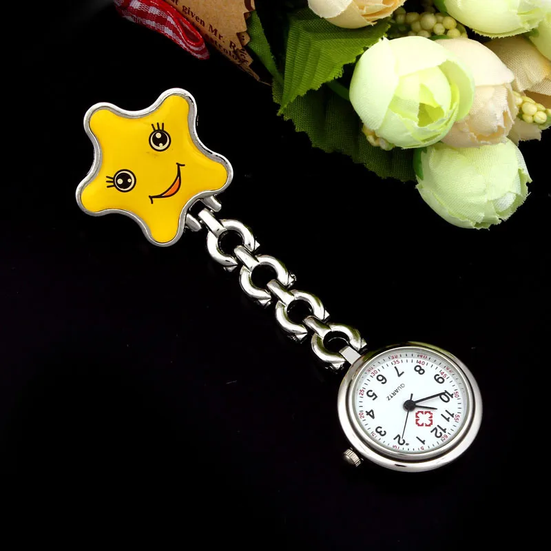 

Fashion Women's Watches Nurse Clip-on Brooch Pendant Hanging watch Cute Star Pendant Pocket Stainless Steel Digital Watch