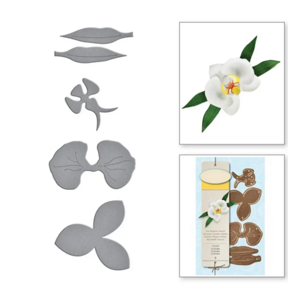 

Gowing 1set Orchid Flower Shape Metal Cutting Dies Stencil Scrapbook Album Embossing Dies For Gift Card Making Handcrafts