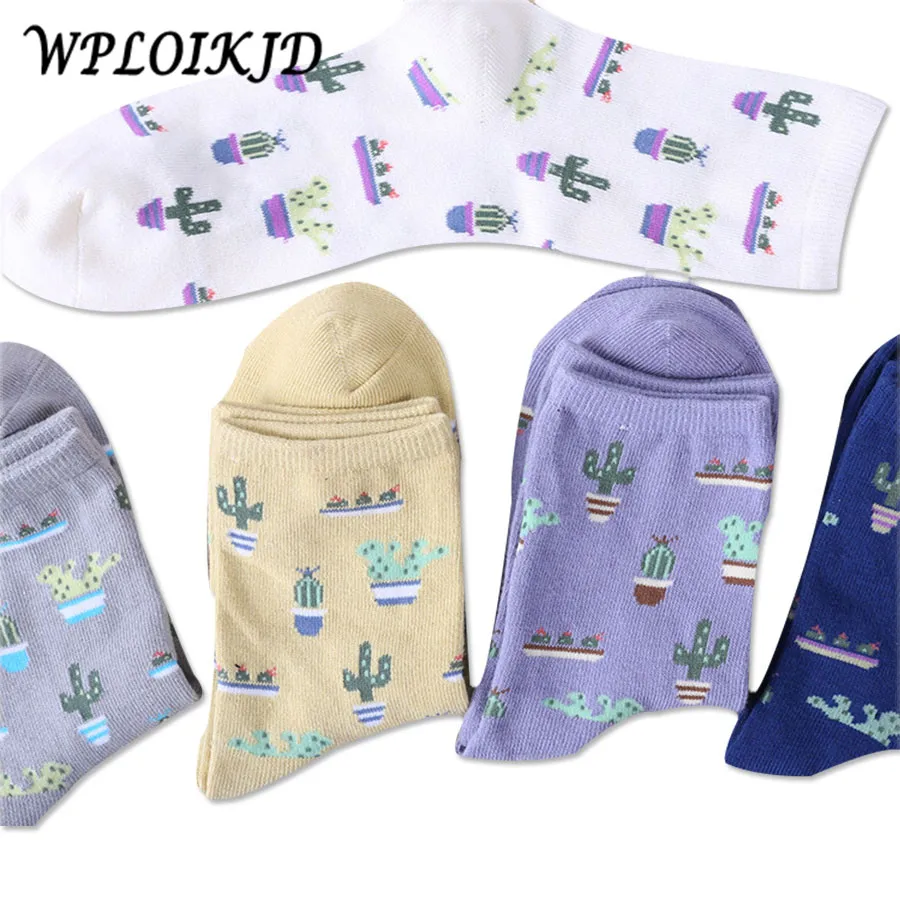 [WPLOIKJD] Harajuku новый завод с рисунком кактуса носки хлопковые забавным для женщин и
