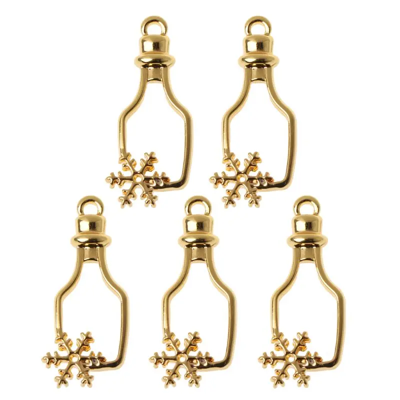 5Pcs Snowflake Bottle Pendant Metal Frame Blank Setting For UV Resin Jewelry DIY | Украшения и аксессуары