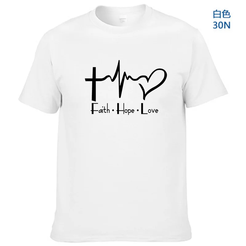 Мужская футболка с коротким рукавом Faith Hope Love Повседневная круглым вырезом топы