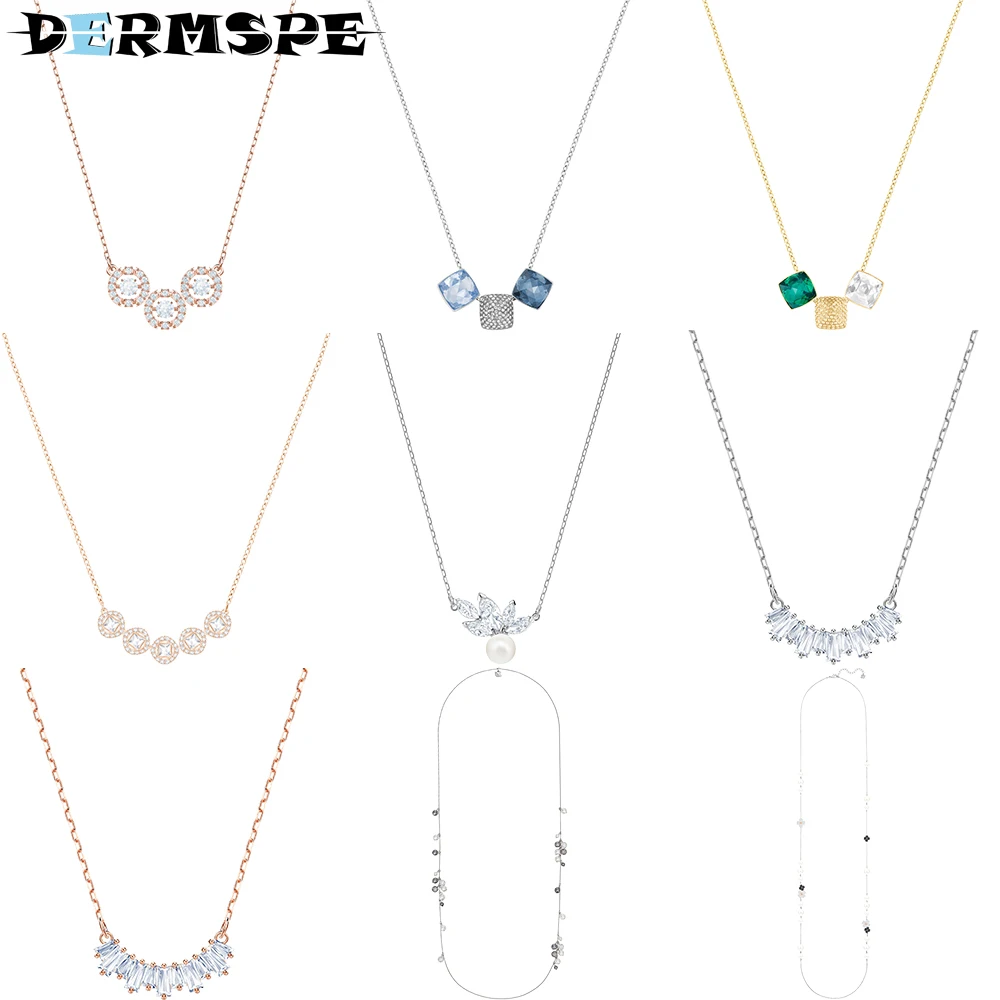 

DERMSPE 2019 New Collier Glance Necklace Female SPARKLING DC Jumping Crystal Color Clavicle Woman Gift 5472490 5480482 5271846