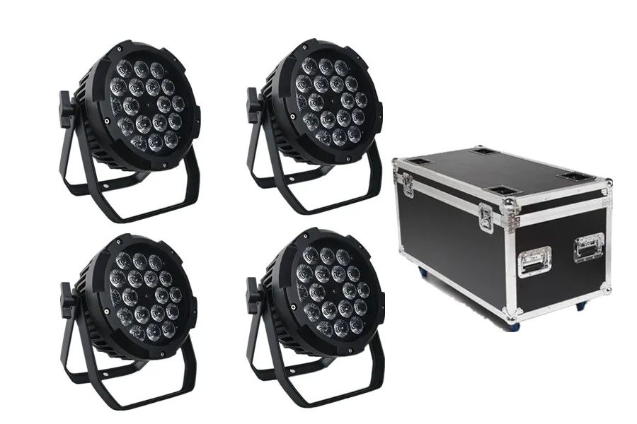 18x12 Вт IP65 Водонепроницаемый светодиодный светильник RGBW 4в1 led parcan DMX512 сценический светильник ing 8ch светодиодный светильник для дискотеки для мероприятий, вечеринок, свадьбы - Цвет: 4 pcs Flycase Packed