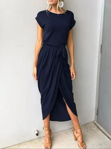 2020 Long Party Dresses Plus Size Summer Short Sleeve Women Dress Elegant Maxi Loose Vestidos Casual Sundresses Female XXL XXXL