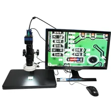 Control del ratón 2.0MP HD cámara de Vídeo Digital Cámara Lupa Microscopio de La Industria Soporte de Salida VGA Anillo de Luz + Lente de montura C para PCB laboratorio