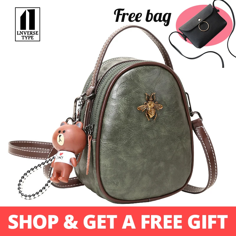 

Three-layer zipper bee woman mini bag With doll casual bee bags mini bags luxury handbags women bags designer oval female PUGirl