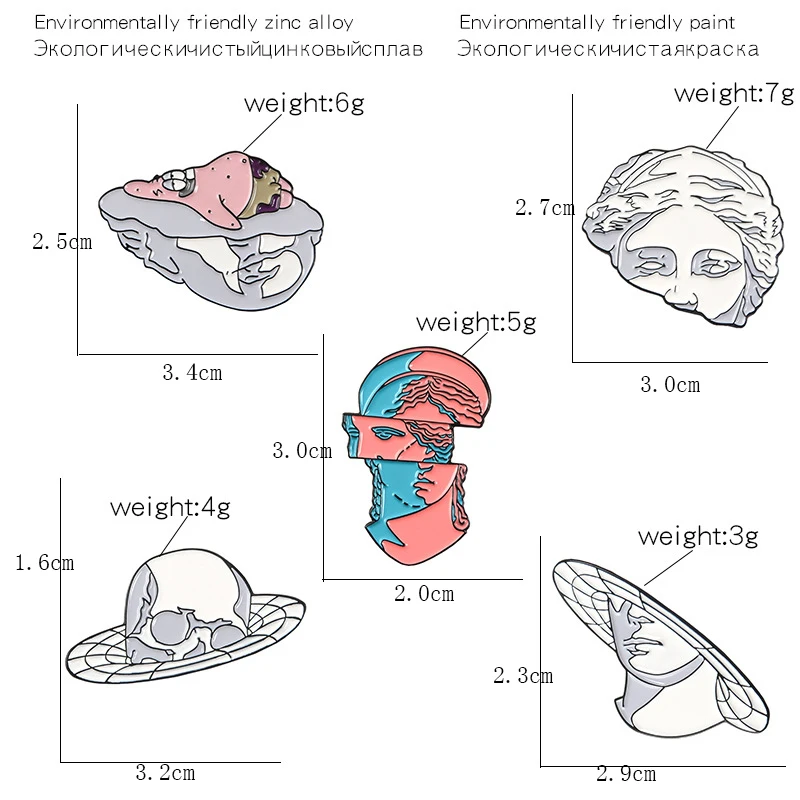 10 видов стилей Искусство Скульптура Сплит статуя брошь Губка Боб Патрик звезда НЛО портрет гипсовая статуя Эмаль Булавка рюкзак Нагрудный значок