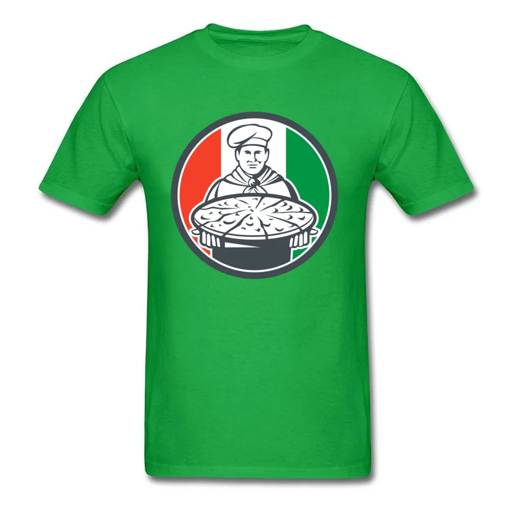 Italian Chef Cook Serving Pizza Circle Retro_green